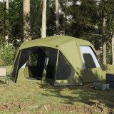 vidaXL Cort de camping pentru 10 persoane, verde, impermeabil