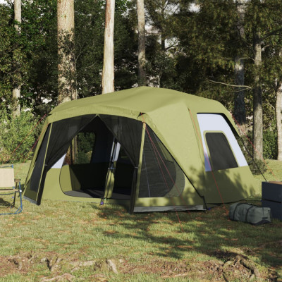 vidaXL Cort de camping pentru 10 persoane, verde, impermeabil foto