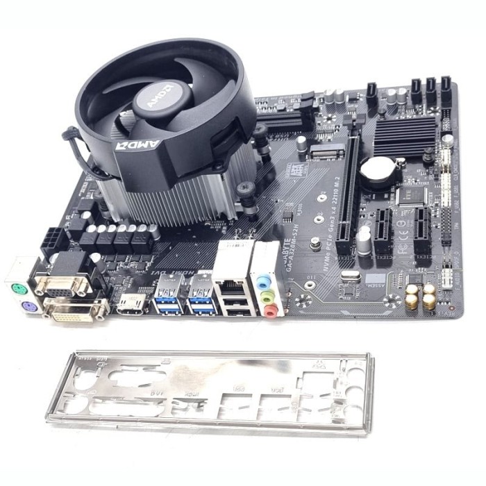 Kit placa de baza AMD GIGABYTE GA-A320M-S2H cu procesor AMD Ryzen 3 2200G 6 CORE 3.5Ghz Socket AM4 cooler inclus!