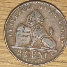 Belgia - moneda flamanda de colectie an rar - 2 centimes 1912 superba - Albert I
