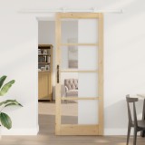 Ușă glisantă vidaXL cu set de accesorii &#039;ORKDAL&#039;Ușă din lemn și sticlă, Ușă de interior vidaXL cu sticlă &#039;ORKDAL&#039;83x211x4 cm Lemn de pin masiv