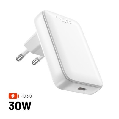 Incarcator EU, Type-C, 30W - Fixed Slim (FIXCG30S-C-WH) - White foto