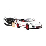 Masina cu telecomanda Porsche Gt3 Rastar, 31.9 x 13.9 x 9.7 cm, 5 x AA, 10 km/h, tractiune 2 WD, anvelope cauciuc, Alb