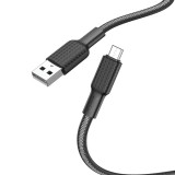 Cablu Hoco USB-A la Micro USB 2.4A X69, 1 m, Negru Alb