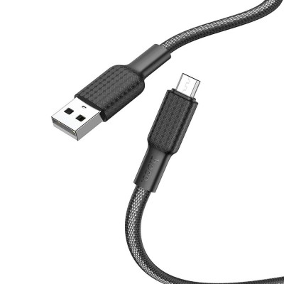 Cablu Hoco USB-A la Micro USB 2.4A X69, 1 m, Negru Alb foto