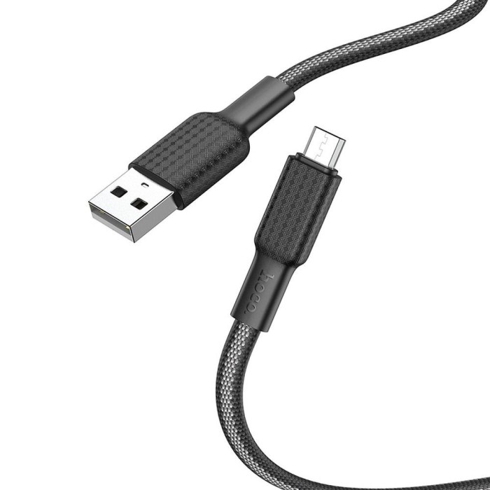 Cablu Hoco USB-A la Micro USB 2.4A X69, 1 m, Negru Alb