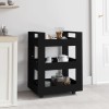 Carucior Bucatarie Gossi Negru 60x45x80cm Lemn Carucior Servire Roti Raft
