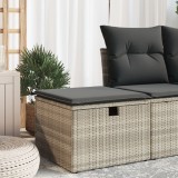 Gossi taburet de gradina cu perna gri deschis, 55x55x37 cm, poliratan