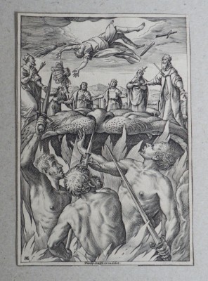 Hendrik Goltzius &amp;quot;Punitio Tirannorum&amp;quot; gravura veche 1578 foto