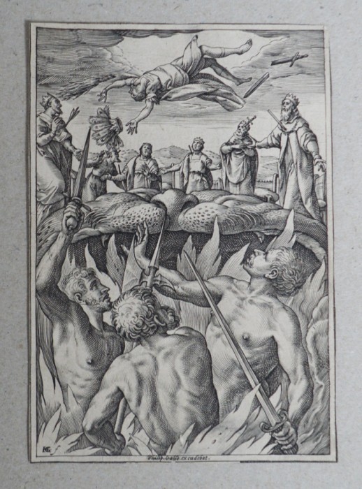 Hendrik Goltzius &quot;Punitio Tirannorum&quot; gravura veche 1578