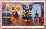 Craciun Fericit! Carte postala color, datata 1938 - Circulata, Polonia, Printata