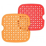 Cumpara ieftin Set 2 covorase pentru friteuza Fanmuran, 1 x 18.5 x 18.5 cm, 1 x 21.5 x 21.5 cm, silicon, portocaliu, rosu