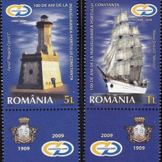 ROMANIA 2009 LP 1853 d 100 ANI PORTUL CONSTANTA SERIE CU TABS MNH