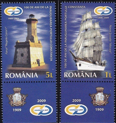 ROMANIA 2009 LP 1853 d 100 ANI PORTUL CONSTANTA SERIE CU TABS MNH foto