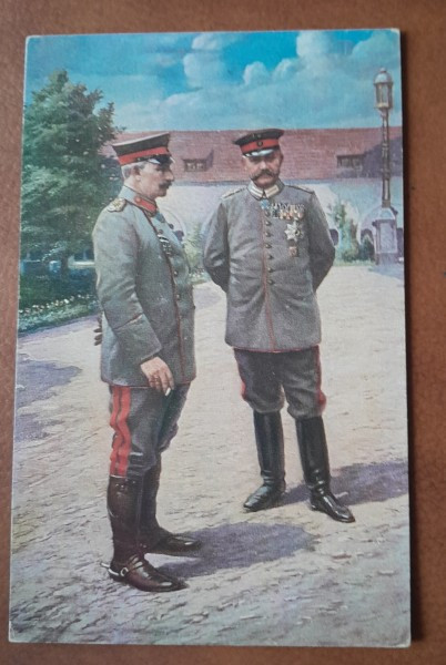 Fotografie tip carte postala, doi miltari, 1915