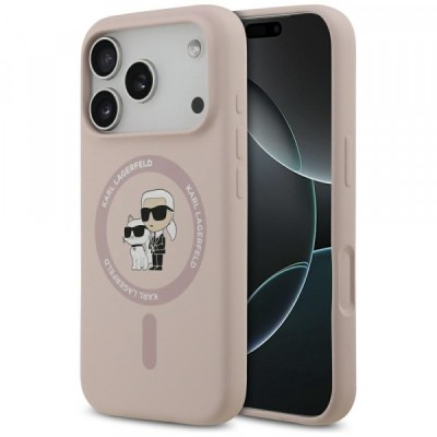 Husa MagSafe pentru Apple iPhone 17 Pro, Karl Lagerfeld, Ring Karl &amp;amp; Choupette, Roz foto