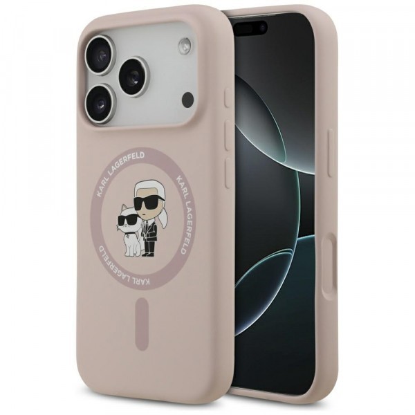 Husa MagSafe pentru Apple iPhone 17 Pro, Karl Lagerfeld, Ring Karl &amp; Choupette, Roz