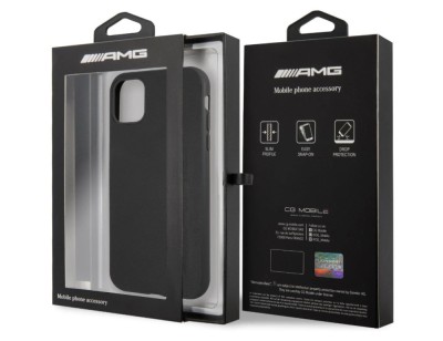 Husa AMG Mercedes AMHCN61DOLBK pentru iPhone 11, piele neagra de 6,1 inci - RESIGILAT foto