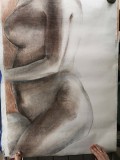 Desen Trup de femeie, tehnica mixta, format mare 70x100 cm, Portrete, Pastel, Realism
