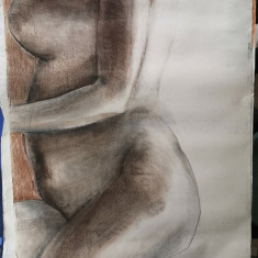 Desen Trup de femeie, tehnica mixta, format mare 70x100 cm