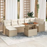 vidaXL Set de canapele pentru grădină 8 pcs Bej Rattan poli