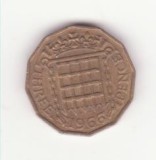 Marea Britanie 3 pence 1966 -Elizabeth II 1st portrait; without &#039;BRITT:OMN&#039;.