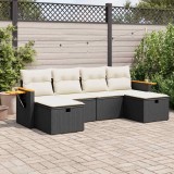 Cumpara ieftin Set mobilier de grădină cu perne, 6 piese, negru, poliratan