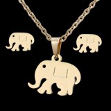 Cumpara ieftin set inox elefantei cercei si colier cu pandant
