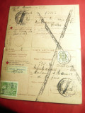 Carte Postala -Recipisa dubla circ.cu marca postala si fiscala 1930 Belgia