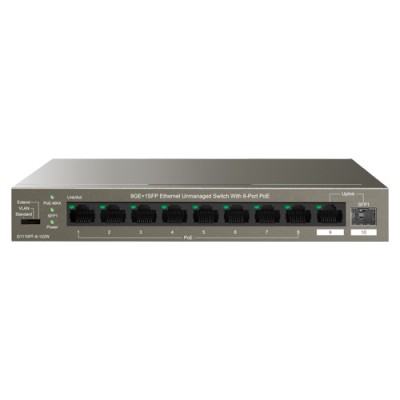Switch 8 porturi Gigabit PoE, 1 x RJ45 Gigabit Uplink, 1 x SFP Gigabit Uplink - IP-COM G1110PF-8-102W SafetyGuard Surveillance foto
