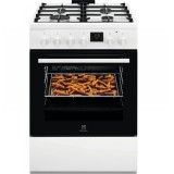 Aragaz Electrolux LKK660220W, 4 arzatoare , Siguranta plita, Cuptor electric, Plus Steam, AirFry, Timer, Grill electric, Clasa A, 60 cm, Alb
