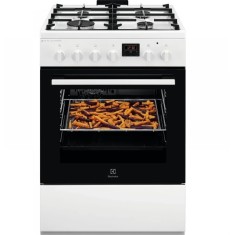 Aragaz Electrolux LKK660220W, 4 arzatoare , Siguranta plita, Cuptor electric, Plus Steam, AirFry, Timer, Grill electric, Clasa A, 60 cm, Alb
