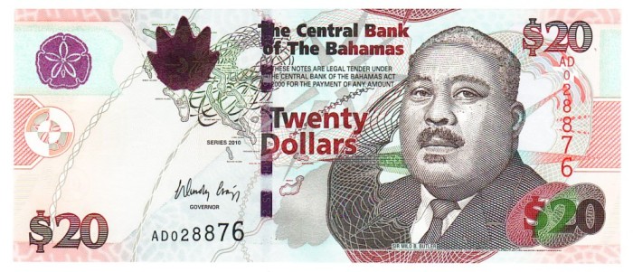 Bahamas 20 Dolari 2010 P-74 UNC