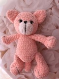 Jucarie de plus ursuletul Anda, lucrata manual, handmade, textil, roz, 26 cm