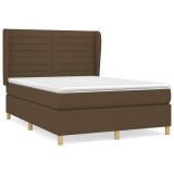 Cumpara ieftin Pat continental cu saltea, maro inchis, 140x200 cm, textil
