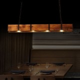 Lustra LED vintage barn din lemn si metal, 100 cm, 12W, 3000K