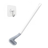Cumpara ieftin Perie pentru curatare toaleta, plastic si silicon, suport pentru agatare pe perete, 40 x 8 x 6 cm, alb gri