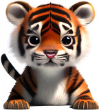 Sticker decorativ, Tigru, Portocaliu, 66 cm, 1221STK