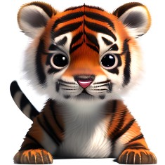 Sticker decorativ, Tigru, Portocaliu, 66 cm, 1221STK