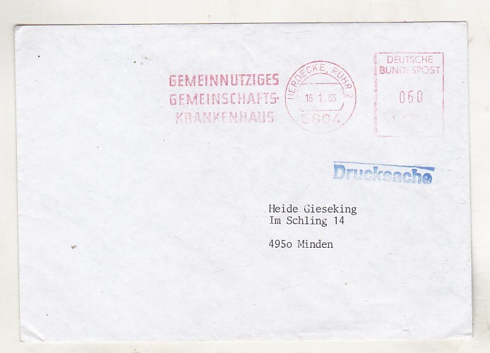bnk fil Germania RFG - plic circulat 1965 - francatura mecanica