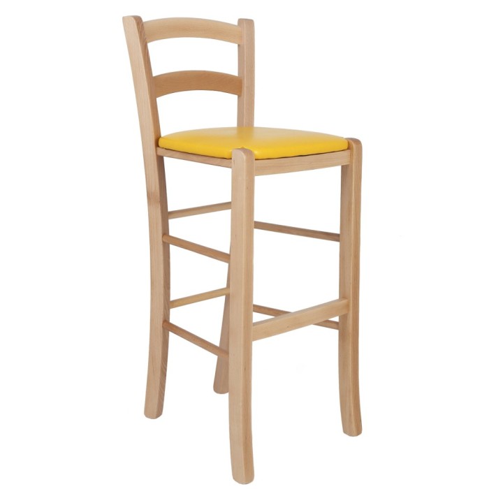 Scaun Paesana bar - cadru natur - imitatie piele galben - 22168
