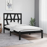 VidaXL Cadru de pat single, negru, 90x190 cm, lemn masiv de pin
