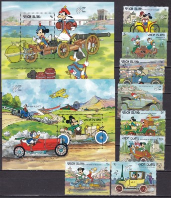 Union 1989 Disney auto MI 246-253 + 2 bl.9,10 MNH foto