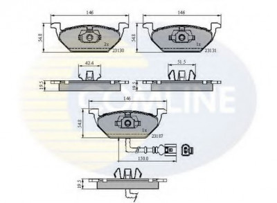 Set placute frana,frana disc VW BORA Combi (1J6) (1999 - 2005) COMLINE CBP1851 foto