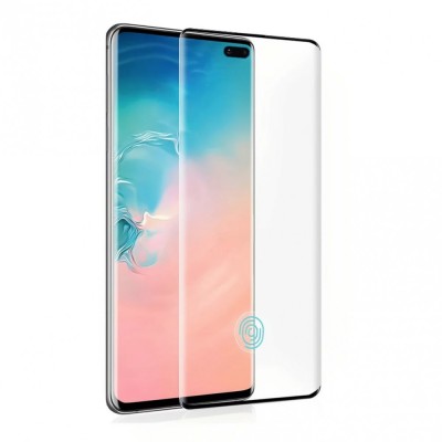 Folie sticla securizata curbata flippy pentru samsung s10 plus cu recunoastere a amprentelor digitale, 9h, lipici margine, contur negru foto