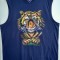 T8. Tricou unicat, fara maneci, pictat manual cu Tigru de Bengal, bumbac, L