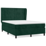 Cumpara ieftin Pat box spring cu saltea, verde inchis, 140x190 cm, catifea