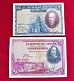 SPANIA 1928 - Lot 2 bancnote de 25/ 50 PESETAS (407)