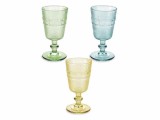 Cumpara ieftin Set 6 pahare cu picior sticla multicolora &Oslash; 8,5 cm x 16,5 H, 300 ml