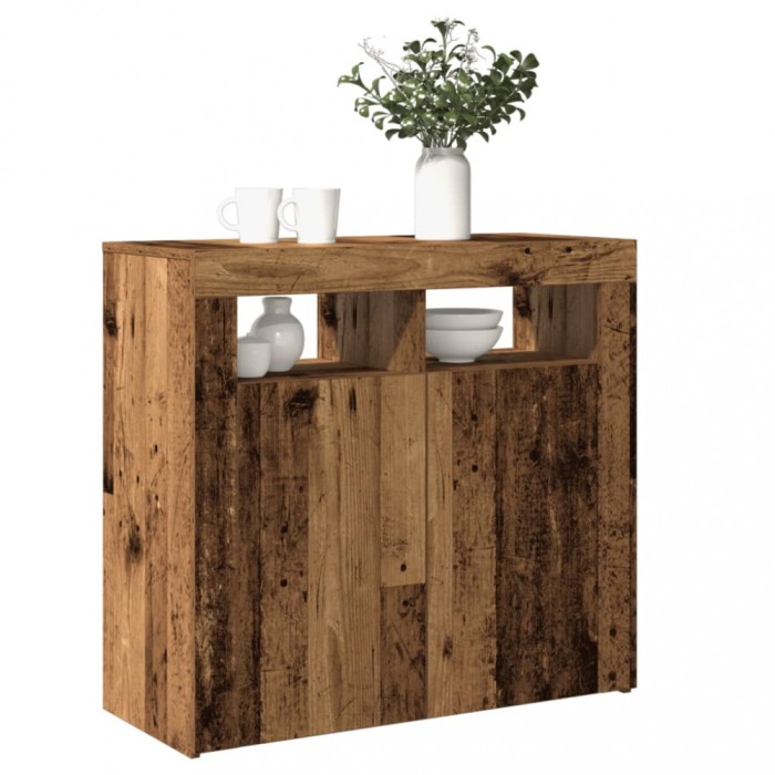 Gossi dulap cu lumini led, lemn vechi, 80x35x75 cm, lemn prelucrat